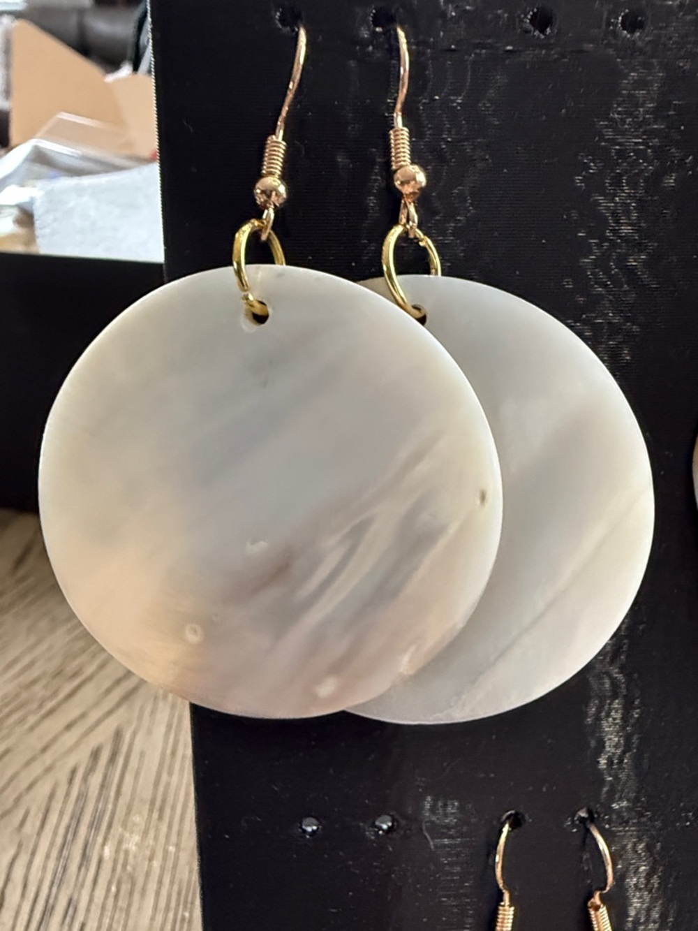2 pair Flat Shell Assorted Hawaiian Style earrings hypoallergenic,